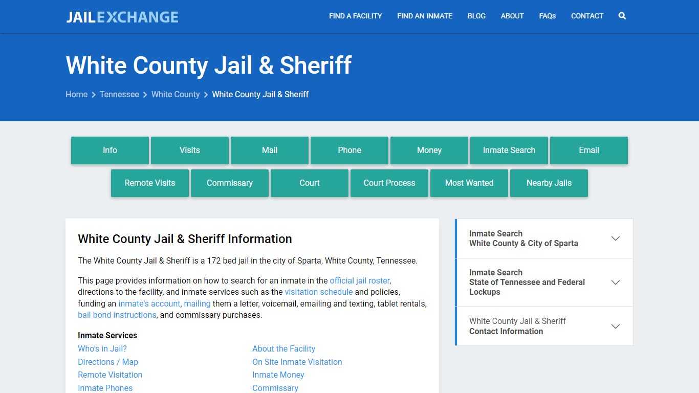 White County Jail & Sheriff, TN Inmate Search, Information