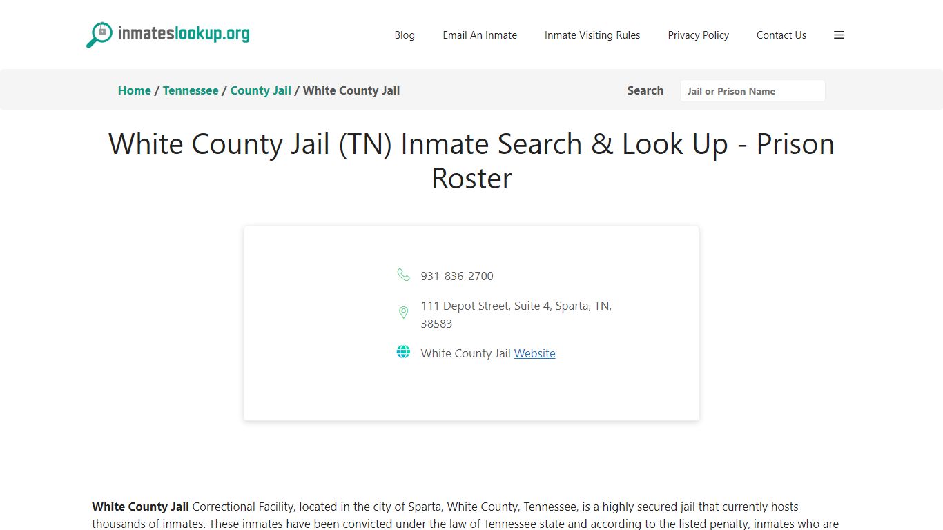 White County Jail (TN) Inmate Search & Look Up - Prison Roster